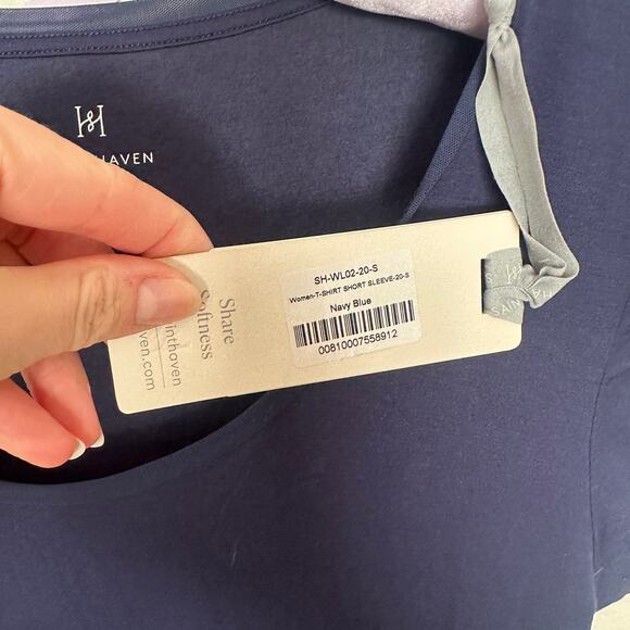 NWT Saint Haven Women's S Navy Blue Perfect Fit Scoop Neck Tshirt Short Sleeve - Picture 6 of 6
